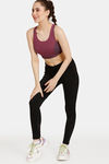 Rosaline Low Impact Sports Bra With Racer Back - Red Plum — thumbnail 4